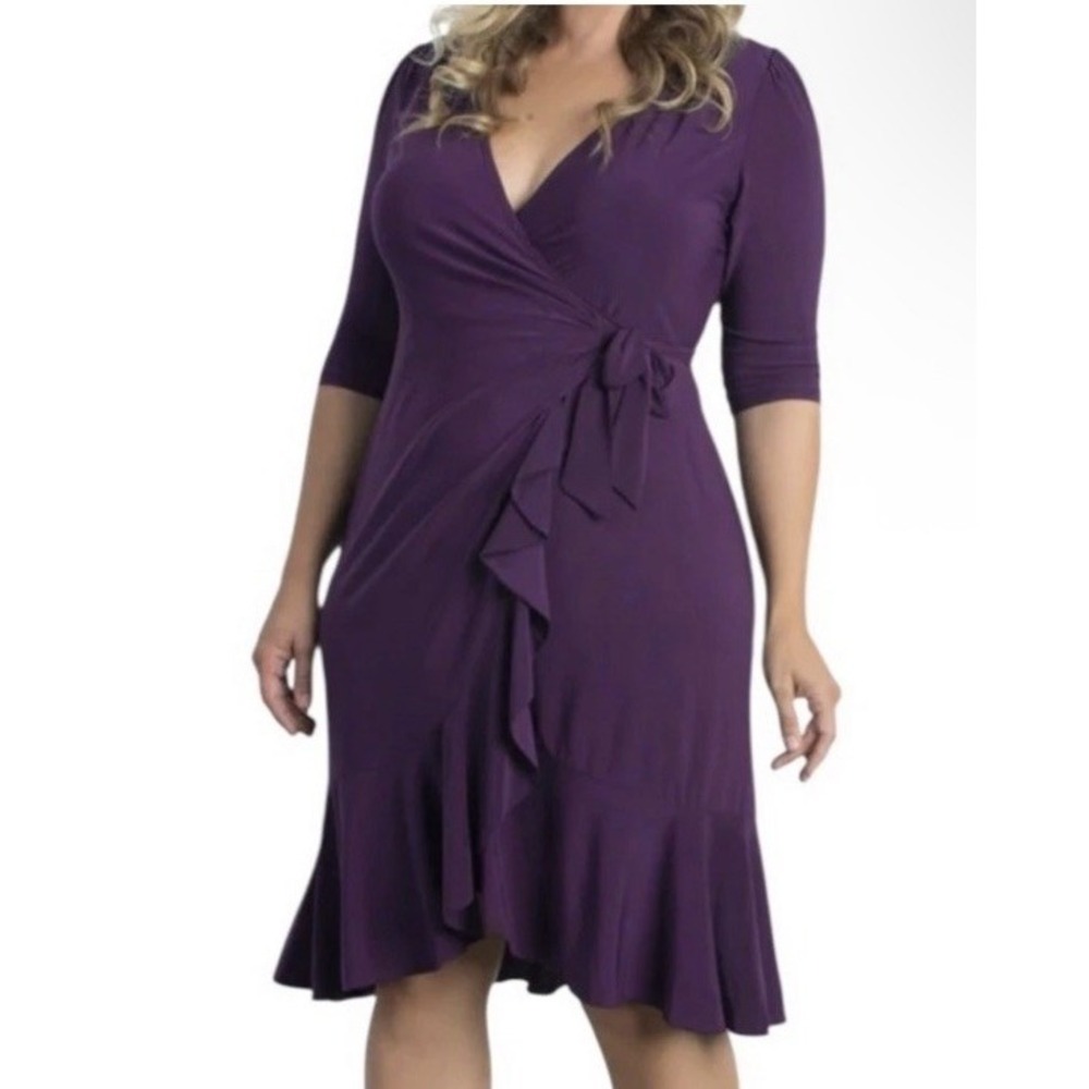 Kiyonna Whimsy Wrap Dress Plum Passion Size 2X
